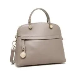 FURLAフルラ グレージュ ヴィットリア Sドーム 2wayレザーハンドバッグ
