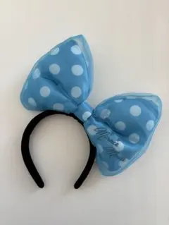 ミニーちゃん 水玉リボンカチューシャ 水色
