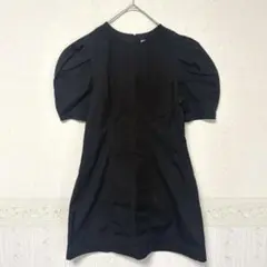 T821 MOUSSY マウジー　パフスリーブワンピース　ひざ丈　黒　Mのサムネイル