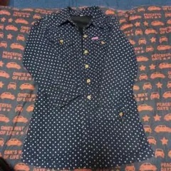 ネイビー ドット柄 長袖シャツ 130