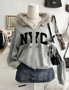 SHEIN NYC フード付きパーカー