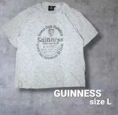 海外限定 ギネスビール Tシャツ ゲール語ラベル L ロゴ グレー 古着 希少