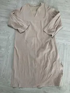 GU ベージュ リブ素材 ロングワンピース XL