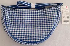 新品未使用タグ付き　ユニクロ　ラウンドミニショルダーバッグ　チェック　青白