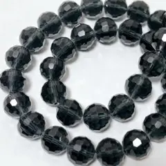 コ*□様 xm182/ガラスビーズ◇多面カット　クリアブラック　1連
