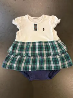 【美品】ミキハウス ロンパース ワンピース風 70 チェック