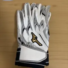 ミズノ バッティング用手袋 ホワイト/シルバー