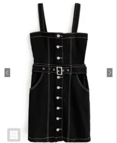 GRL サロペット風 ショート丈ワンピース 黒のサムネイル