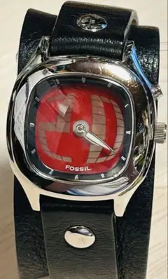 (FG1202)FOSSIL 腕時計 レッド/ブラック電池交換済みのサムネイル