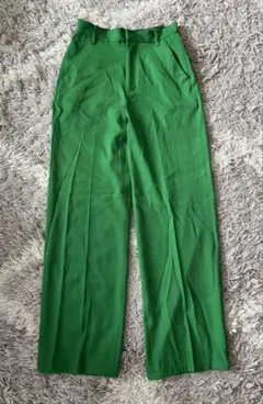 GRL グレイル グリーン　センタープレスストレートパンツ　[gm287]