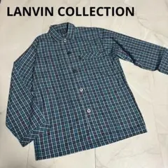 【極美品】LANVIN COLLECTION 長袖シャツ ブルーチェック柄のサムネイル
