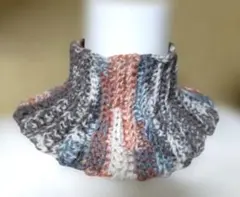 ポストカード毛糸の2本引き揃えネックウォーマー　ストライプ