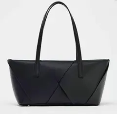 ZARA 編み込み長方形バッグ ザラ 完売品 M　ブラックのサムネイル