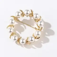 サークル　シルバーリーフ　パール ブローチ　コサージュ　 入学式　卒業式　入園式