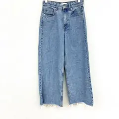 ▢ZARAライトブルー ハイウエスト ワイドレッグ デニム