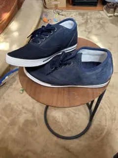 ネイビー スエード スニーカー レースアップ
