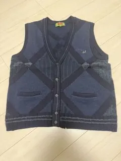 KENZO Golf ニットベスト 3 アーガイル柄 ダメージヴィンテージ 古着