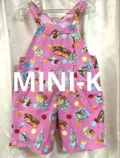 【平成レトロ】MINI-K 夏用ショートオール ピンク　ハンバーガー柄ナルミヤのサムネイル
