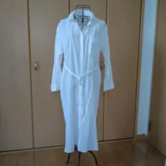 ホワイトストライプシャツワンピース