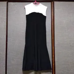 ノースリーブロングワンピース ホワイト/ブラック