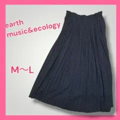 earth music&ecology プリーツスカート ドット柄 黒 M L