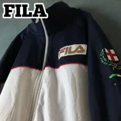 【★FILA×イタリア】Lホワイト ネイビー 刺繍 トラックジャケット ジャージ