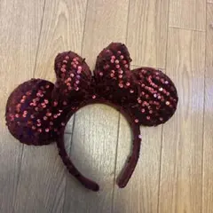 ミッキー型スパンコールカチューシャ 赤