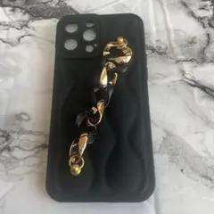 iPhone13ProMax用スマホケース TPU ゴージャス ゴールド 黒