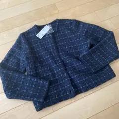UNIQLO ニットショートジャケット　68 ブルー　XL