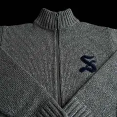 “Wappen” old stussy 紺タグ ジップアップ ニット ジャケット