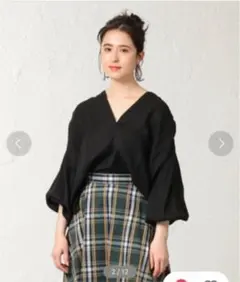 レーヨンナイロンドビーチュニックブラウス　黒のサムネイル