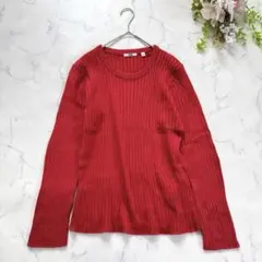 UNIQLO ユニクロ◆大きいサイズ　長袖リブニット セーター(XL)レッド