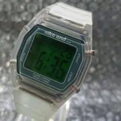 niko and デジタル腕時計 スケルトン クリア/ブルー