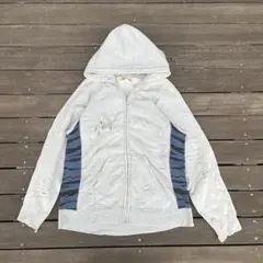 グレー フルジップパーカー 虎柄デザイン　ダメージ　y2k グランジ