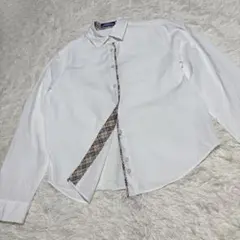 極美品✨ バーバリー ブルーレーベル ノバチェック 長袖 ブラウス ホワイト M