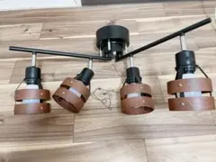4灯 シーリングライト ウッド調 ブラック　LED電球付き(K色)
