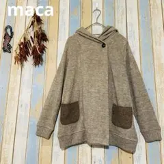 【maca】フード付きカーディガン ベージュ　一つボタン　ポケット付き　Lのサムネイル