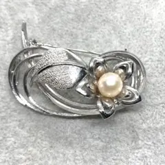 本真珠　あこや真珠7.8mm ブローチ　フラワーモチーフ　入学式　入園式　結婚式
