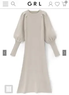 GRL グレイル ボリュームスリーブリブニットフレアワンピース[rut876]