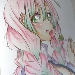 鬼滅の刃 甘露寺蜜璃 ファンアート 手描き原画 コピック イラスト