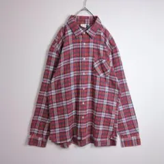 ネルシャツ (LL) タグ付き 大きめサイズ ゆるダボ アメカジ 赤 古着