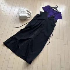 Aga ノースリーブ ロングワンピース 赤 ハイネック タイト 上品 日本製 