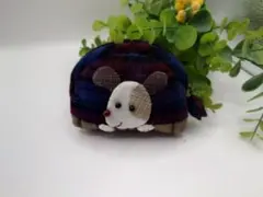 ミニポーチ　パッチワーク【ワンコのしっぽ︰格子チェック︰ブルー】