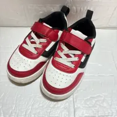 vans スニーカー　キッズ　子供　白赤黒 マジックテープ 16cm