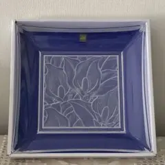 新品 未使用 HOYA クリスタル 花柄 大皿 角皿 水芭蕉