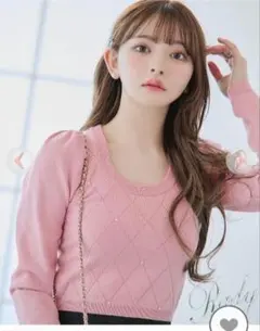 rady ストーンニットトップス　ピンク