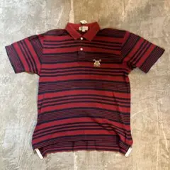 90s古着ポロクラブ ポニー刺繍ロゴ×マルチボーダーコットンポロシャツ 