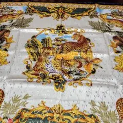 ヒョウ柄シルク風ストール 大判