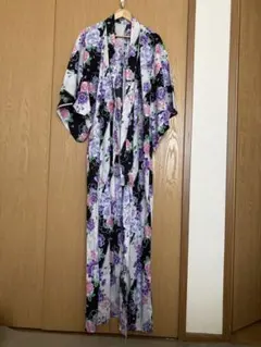 浴衣 花柄 紫 ピンク 黒 白 夏祭り 盆踊り 和装　単品