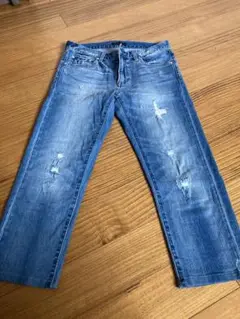 ライトブルー ダメージ加工 デニム